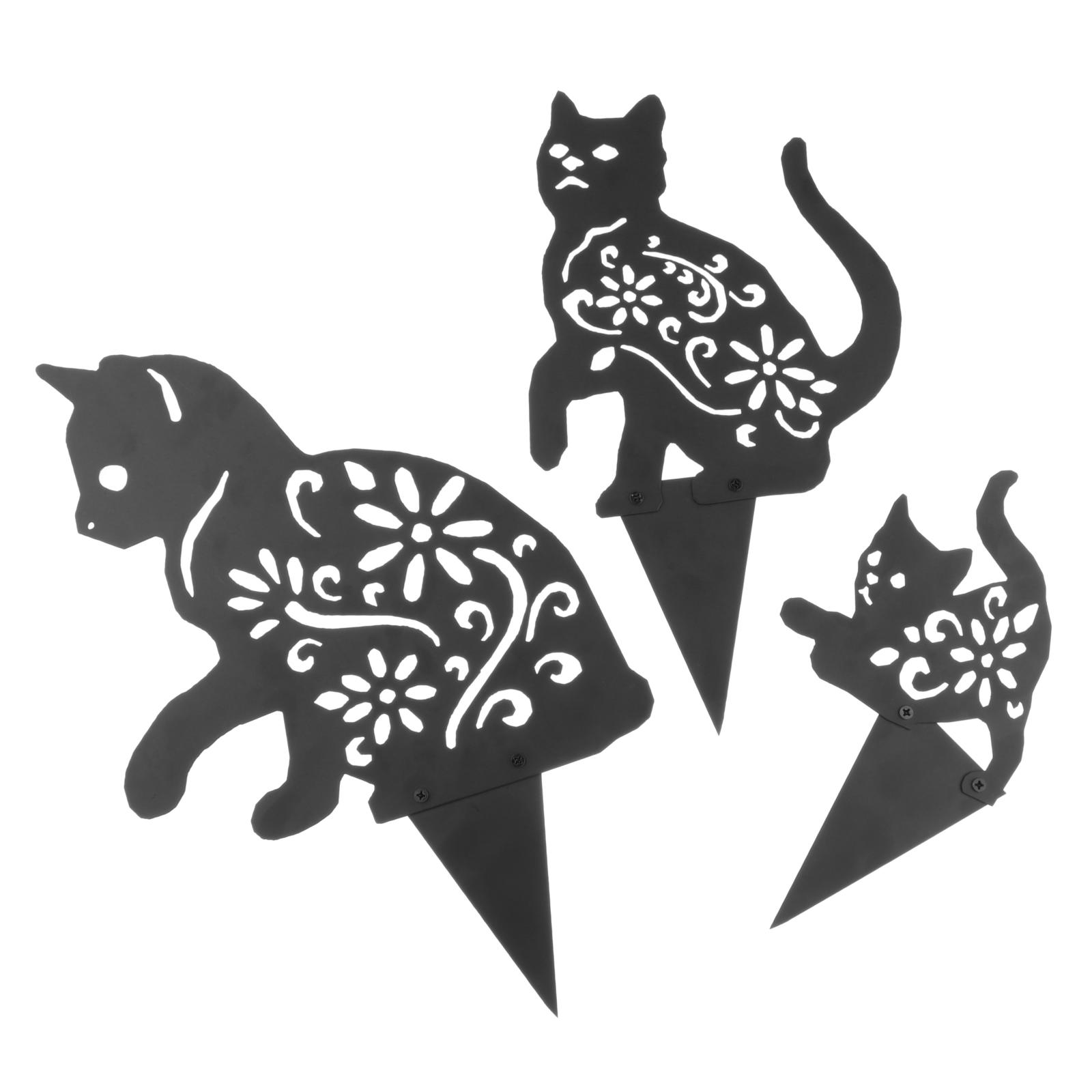 Animal Decorative Metal Garden Art Cats Statue Stakes Yard Decor Ornaments