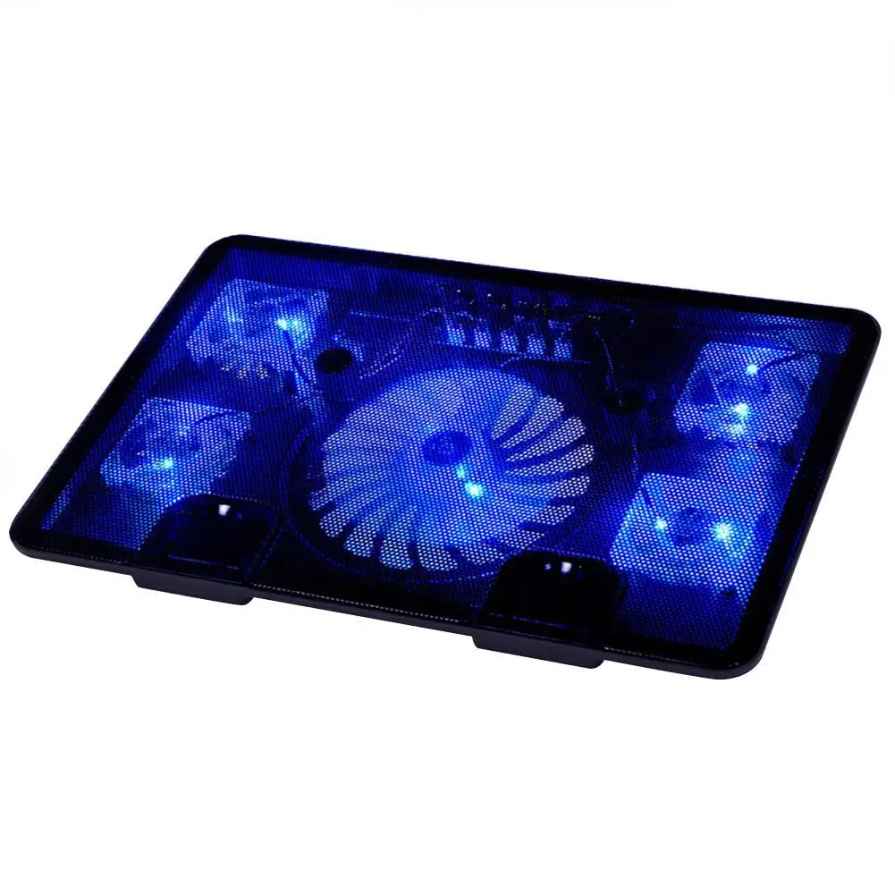5 Fans Blue LED 2 USB Port Cooling Stand Pad Cooler For 12"-17" Laptop Notebook 