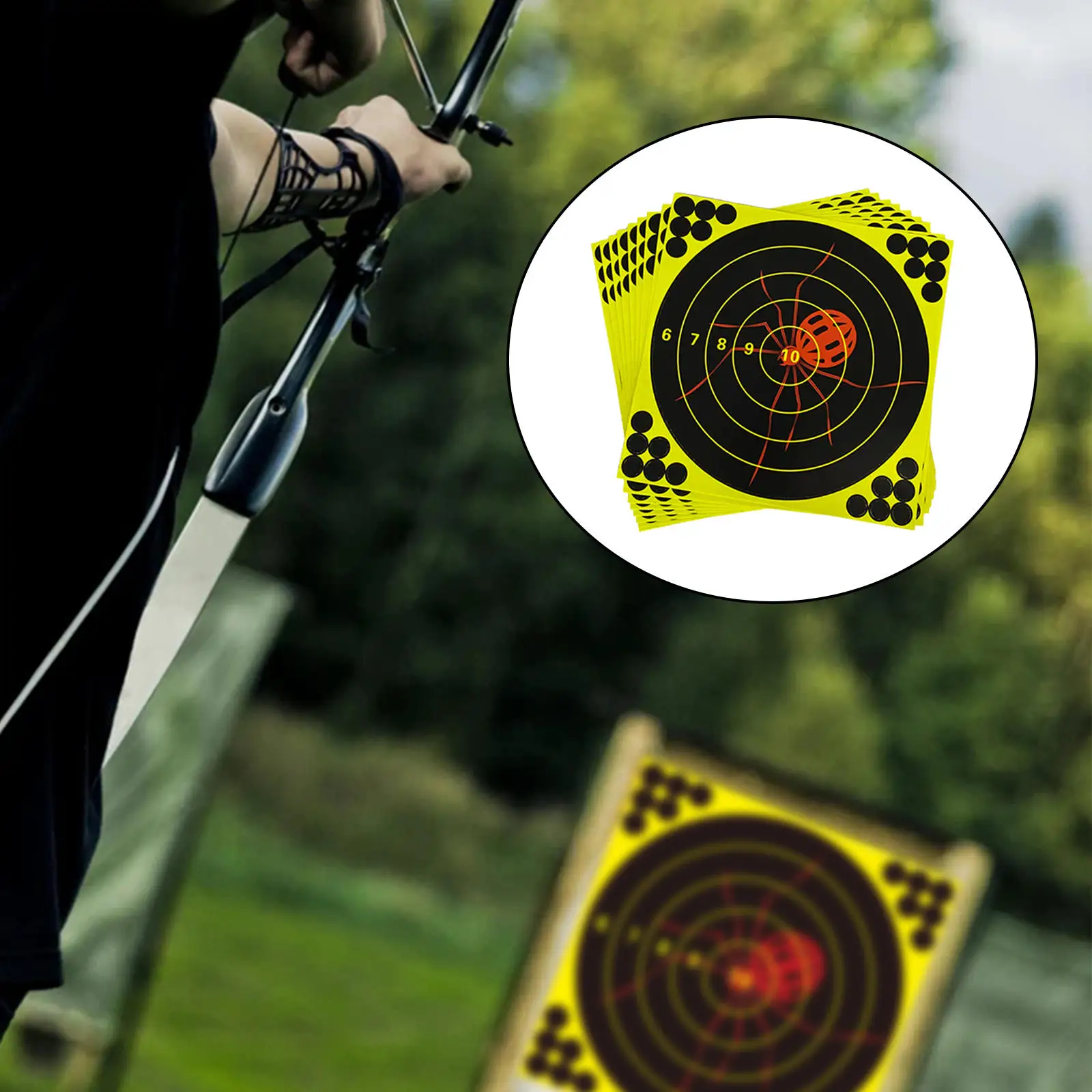 10 Pieces Archery Target Face Adhesive Reactivity Shot Target Face Stickers Archery Accessories 8 inch for Hunting Practice
