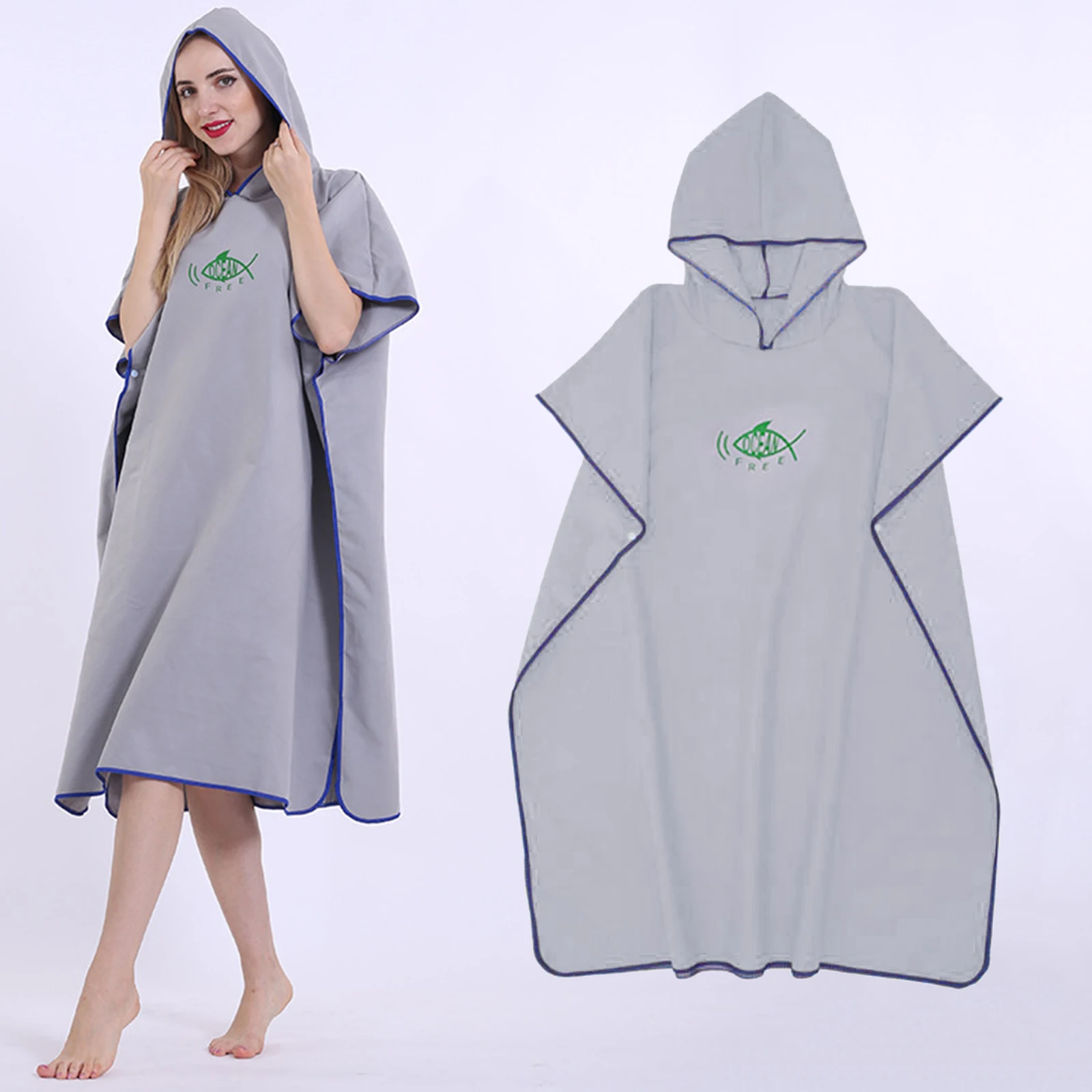 Ultralight Surf Poncho Changing Robe 110x90cm Swimmer Beach Hooded Cloak