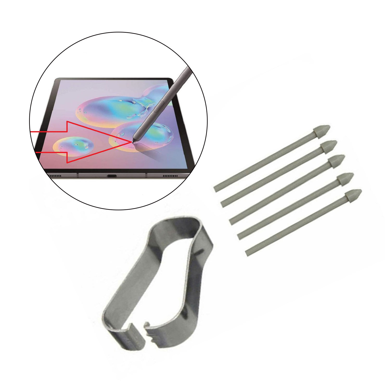 5Pcs Touch Stylus Tips with Removal Tweezers Carbon Fiber Replacement S-Pen Refill for Tab S6/S6 Lite Cell Phones for S7/S7+