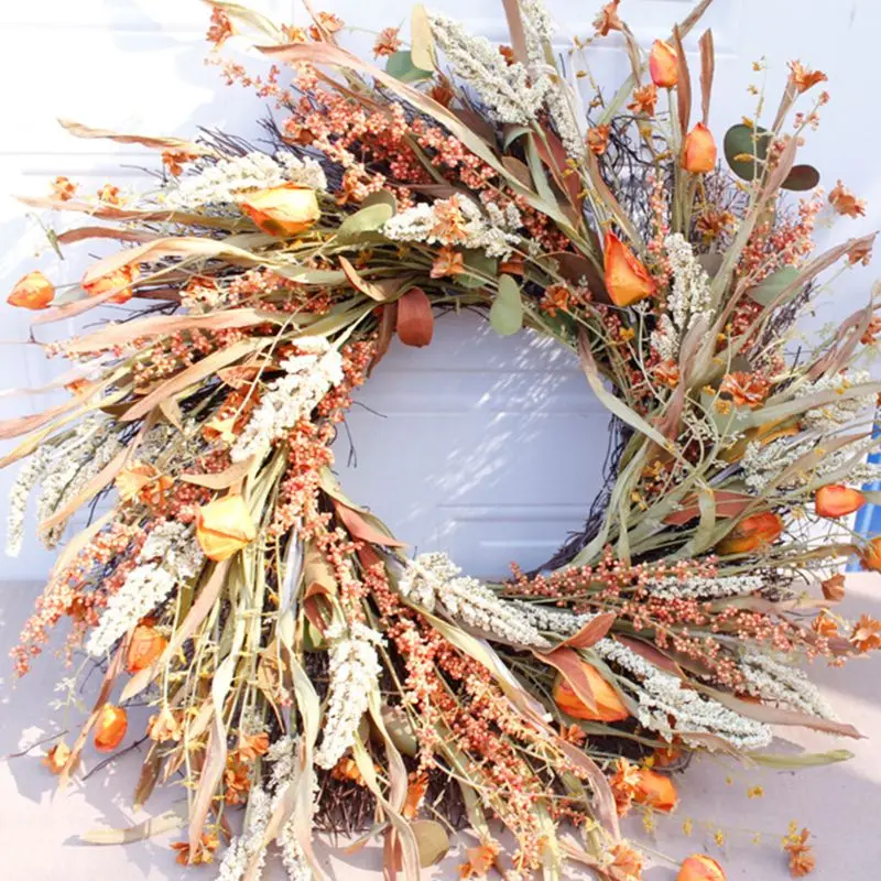 24 Inch Artificial Fall Harvest Fall Wreaths For Front Door Thanksgiving Decor Wanfor Wreath 