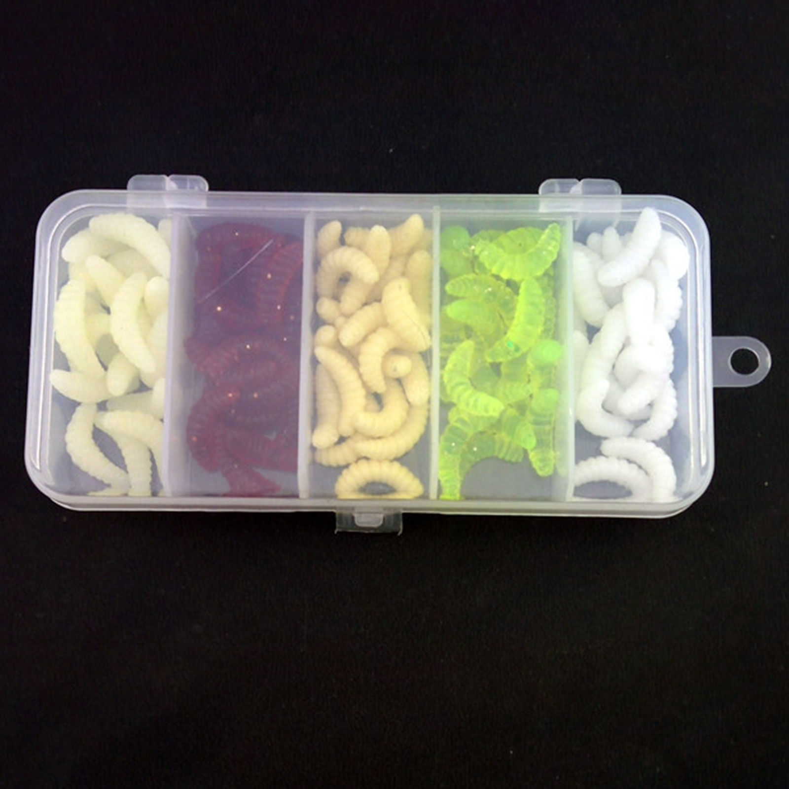 100x Soft Fishing Lures 2.4cm 1inch Larva Worm Swimbaits Trout Baits Tools