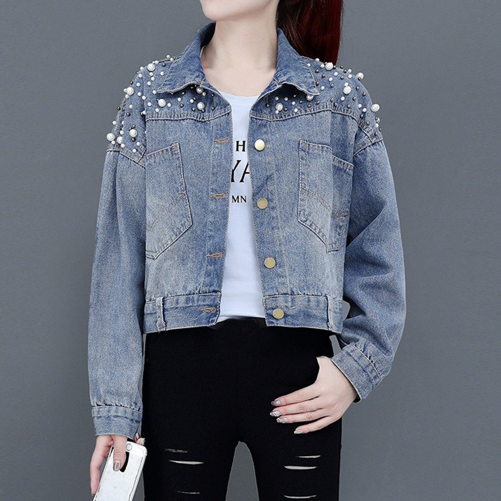 Bomber Jacket Long Sleeve Denim Coat 