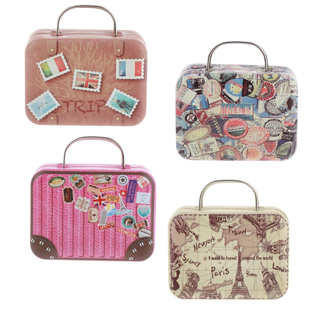 Miniature Vintage Suitcase Luggage Box for 1:6 Dollhouse Decor, 1/6 BJD Dolls Accessories