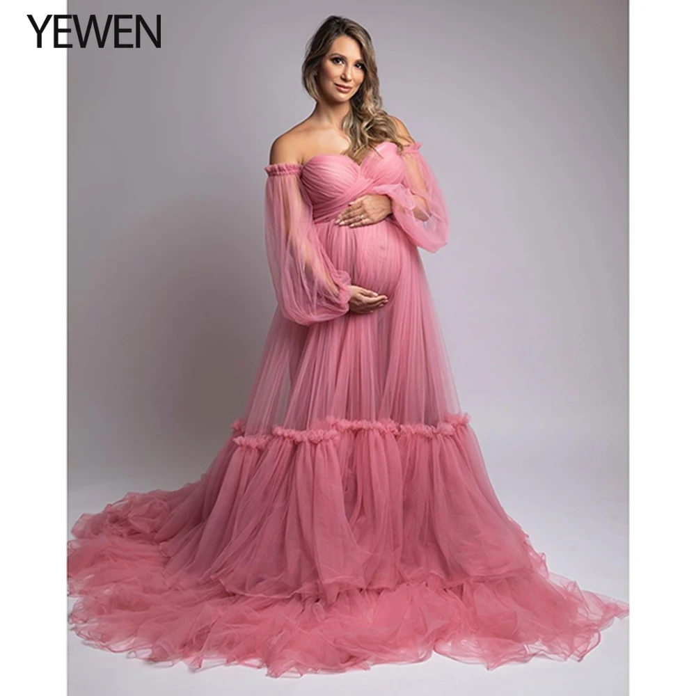 Elegant Off The Shoulder Evening Dresses Long  Maternity Gowns for Photoshoots Pregnancy Gown Photography Baby Show Dress 2021 dinner gown