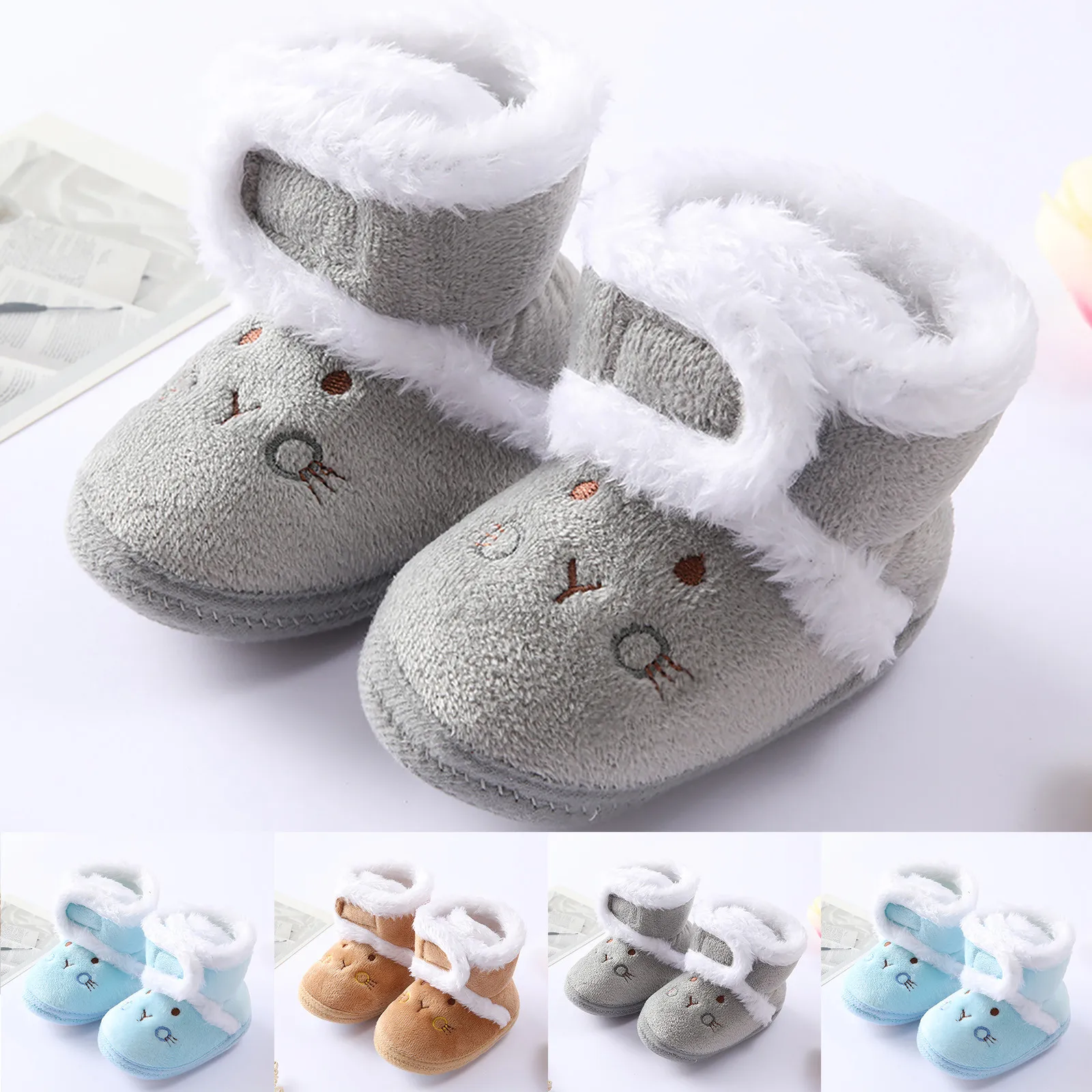 Kuner Toddler Baby Boys Girls Plush Robber Sole Warm Snow Boots First Walkers Shoes 