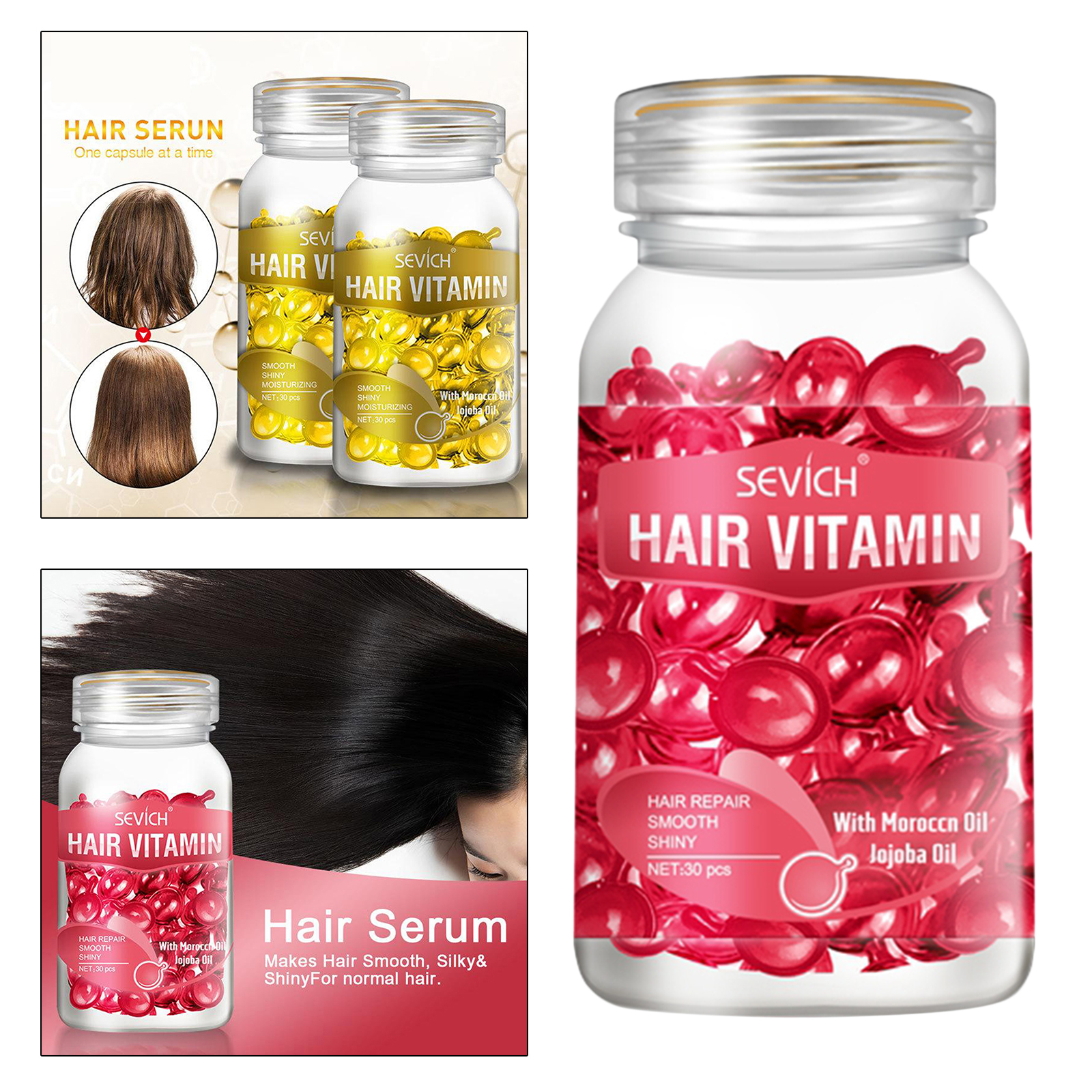 Hair Treatment Anti Frizz Smooth Silky Hair Vitamin Serum Capsule Essence
