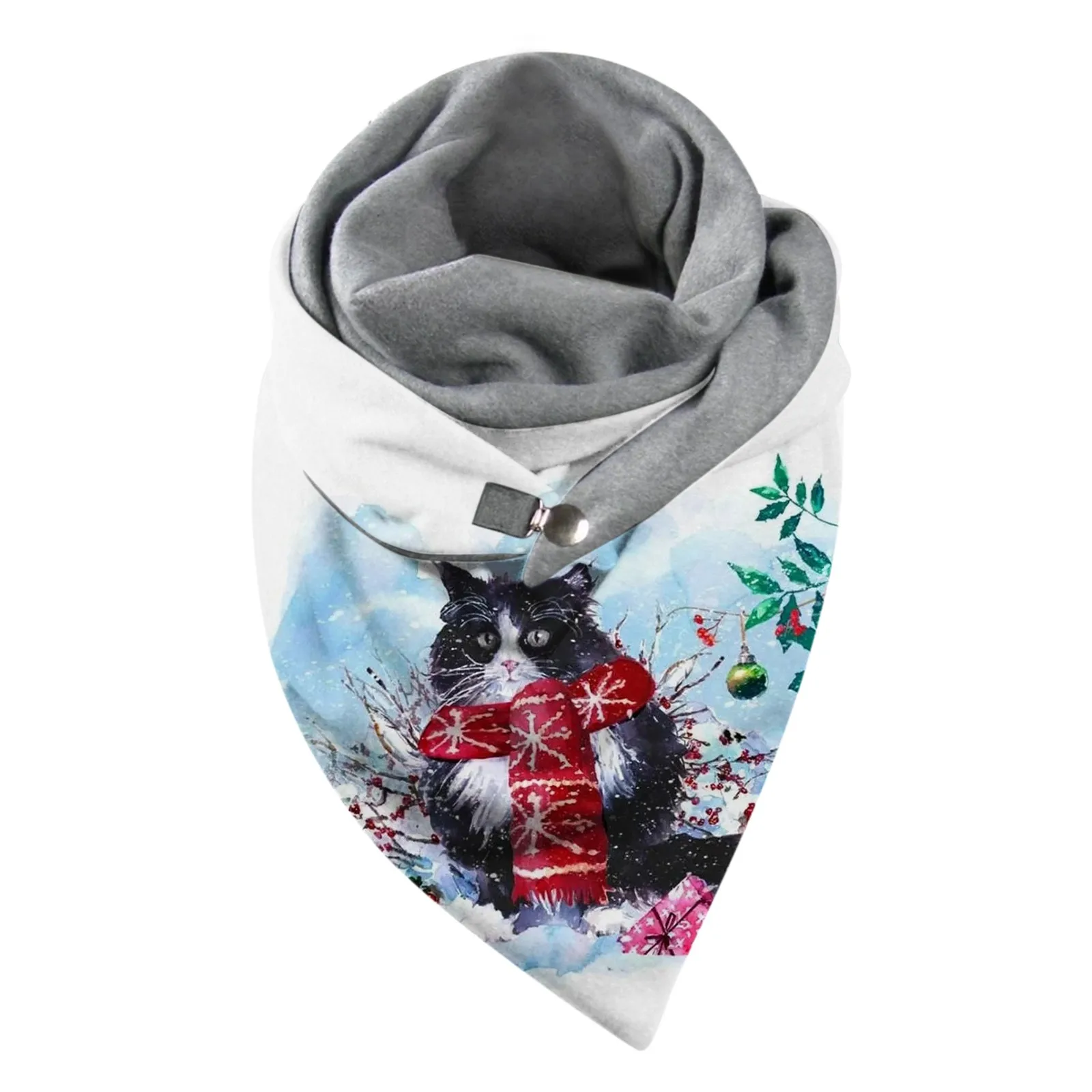 Universal Autumn Winter Warm Windproof Scarf Cat Prints Double-layer Buckle Scarf New Fashion Women Bufanda шарф женский mens white scarf