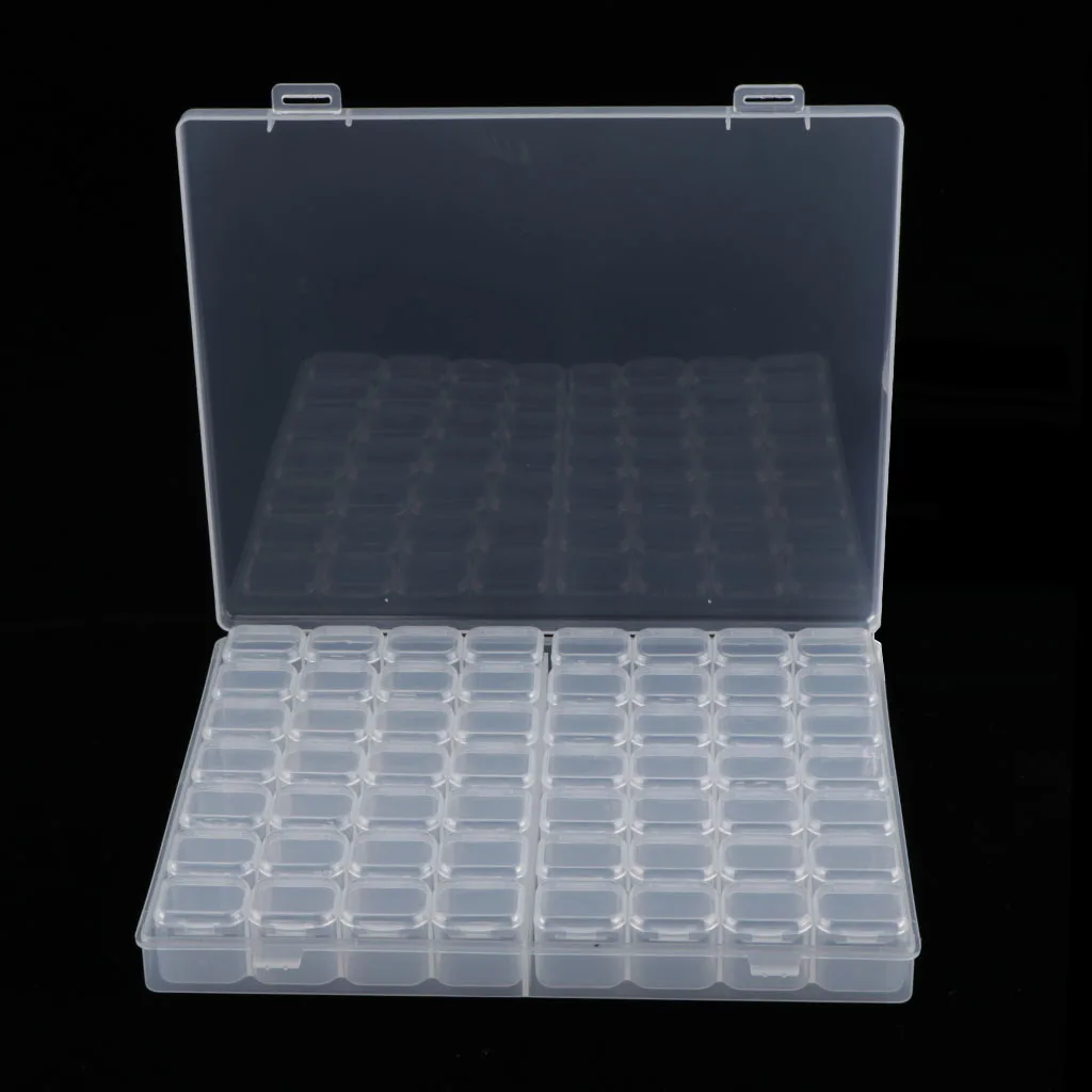 Beads Organizer Box with Dividers - 56 Small Grids, Clear Organizer Box, Plastic