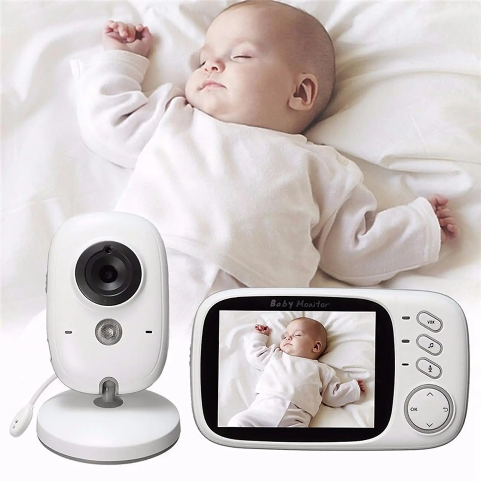 Home Security Camera Two Way Talk Dog Pet Camera Digital Infant Baby Care Indoor Video Color 3.2 inch Screen Portable