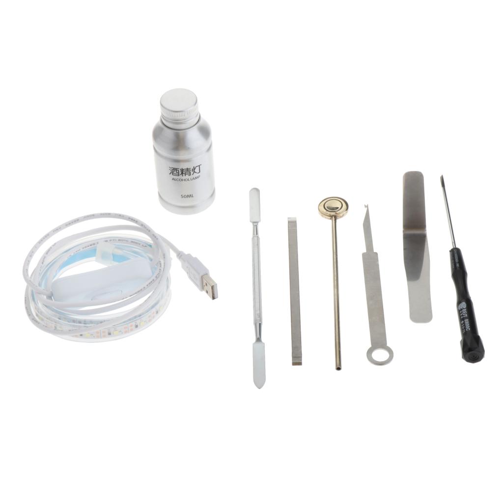 8 In 1 Sax Repair Kit Spring Hook Saxophone Flute Maintenance Tool Set w/ LED Leak Detection Light