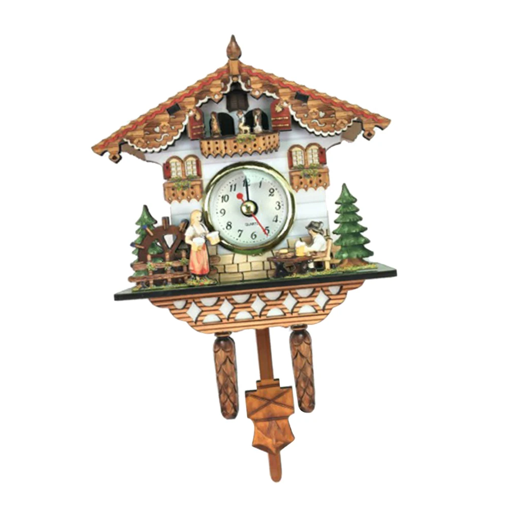 Wooden Cuckoo Clock Decorative Wall Clock with Quartz Movement Novelty Gifts
