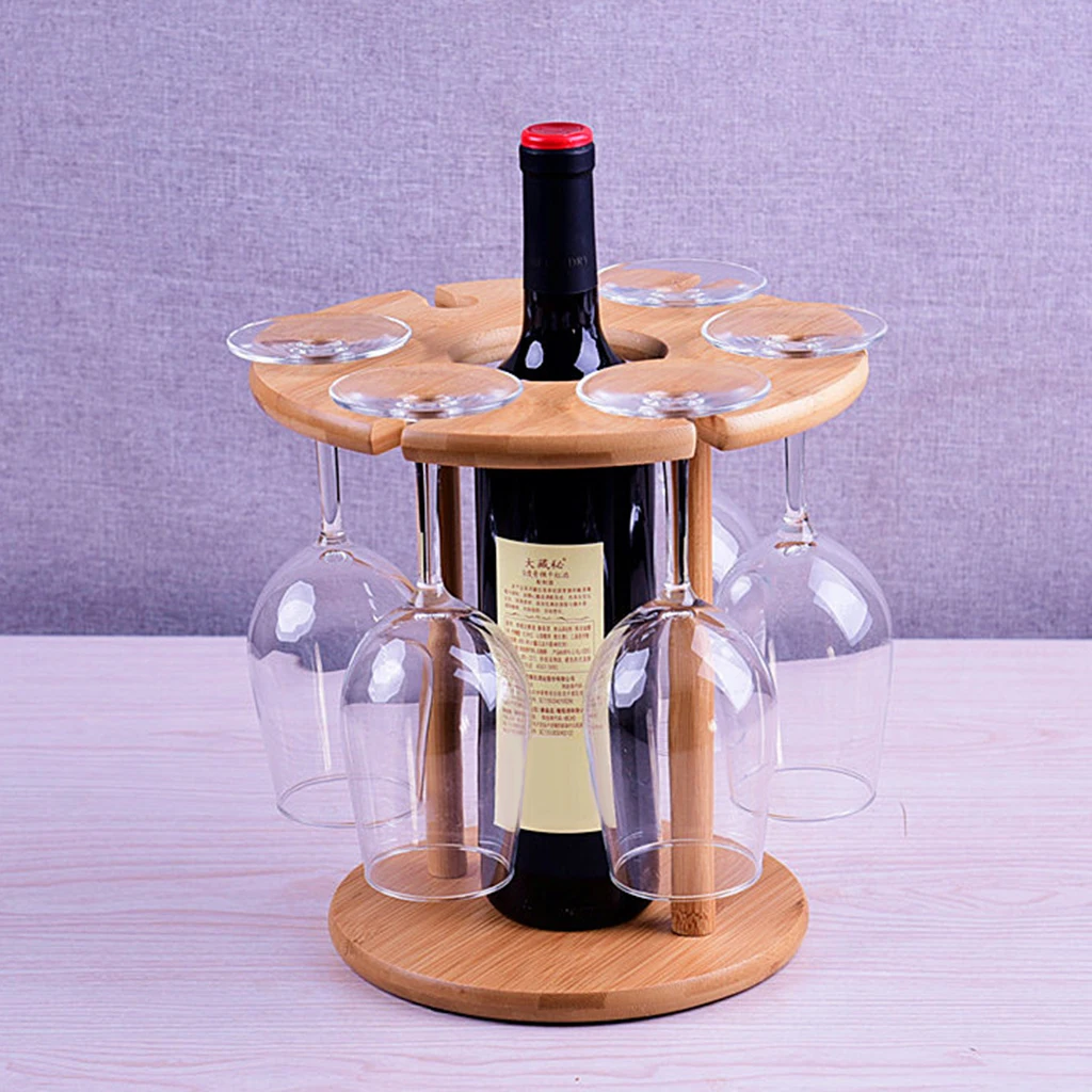 Bamboo Wooden Wine Glass Holder Free Standing Goblet Drying Rack Stand for Tabletop Party
