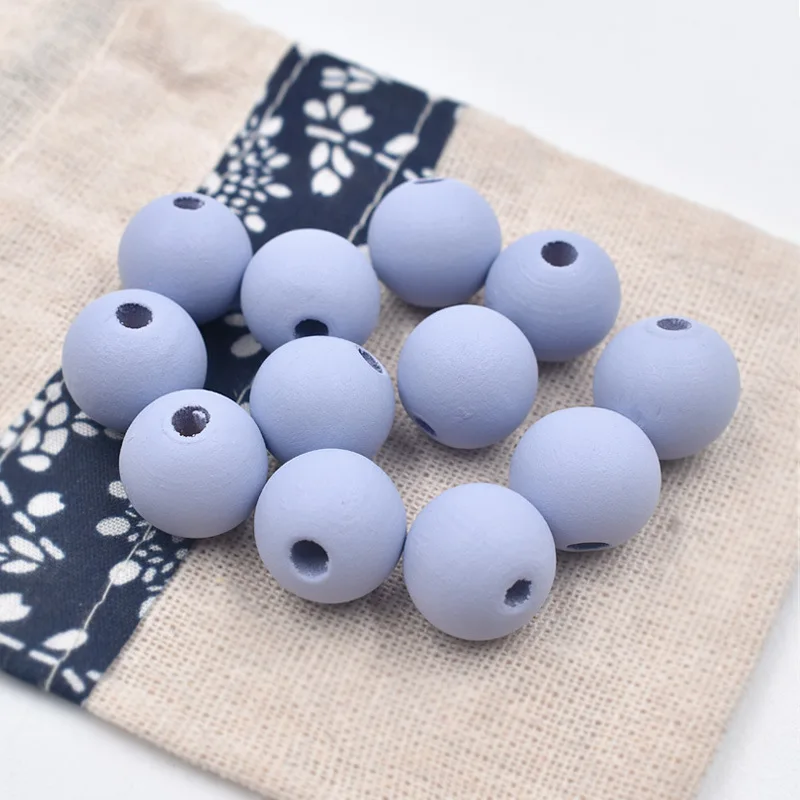 50Pcs/lot Natural Round Wood Beads 16mm Handmade Wooden Loose Bead for Necklace Bracelet Jewelry Making Color Wooden Beads