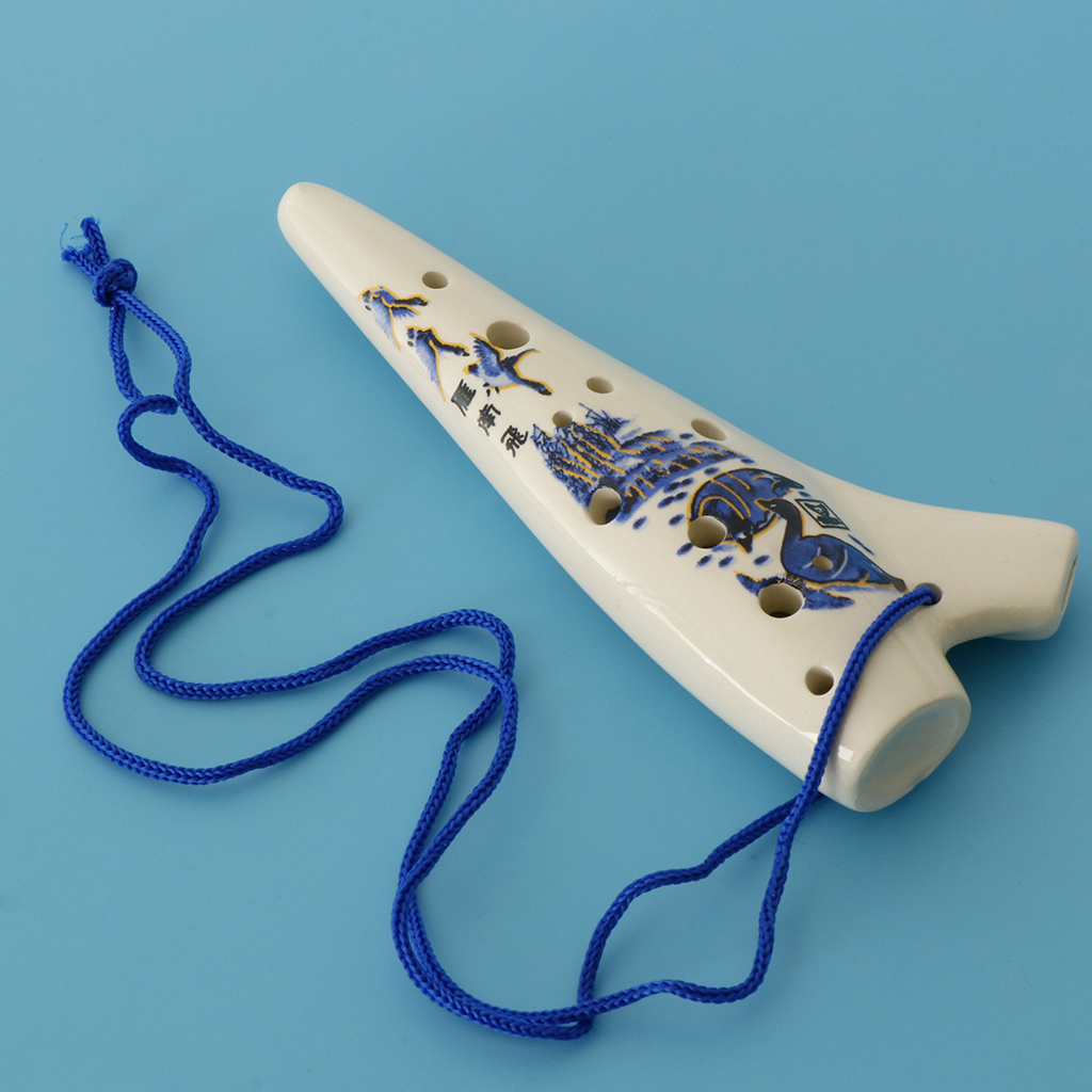 Mini Ceramic Ocarina 12 Hole C Key Hand Painting Ocarina Crafts Instrument Wind Instrument for Kids Beginner Gift