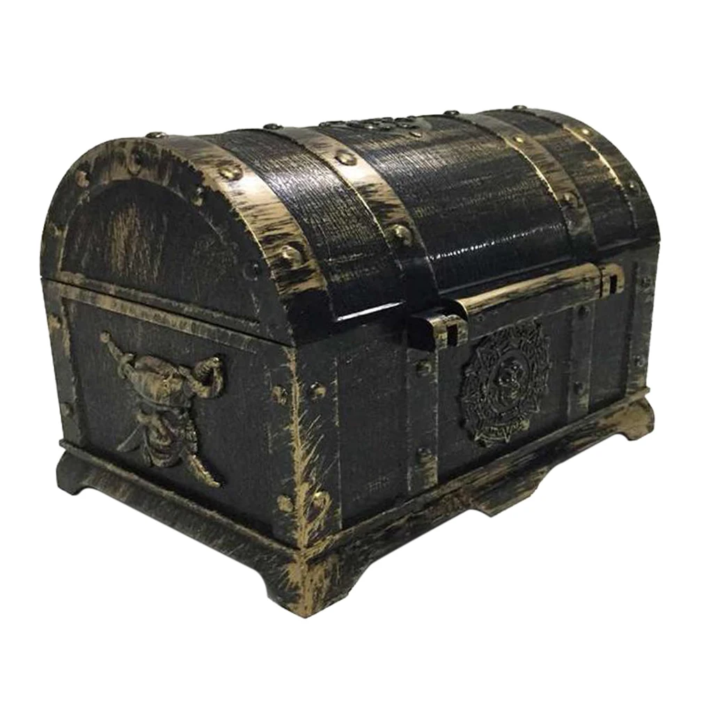 Kids Pirate Treasure Chest Toy Box Antique Color With lock for Party Favors Props Decoration/Kids Storage Treasure Chest