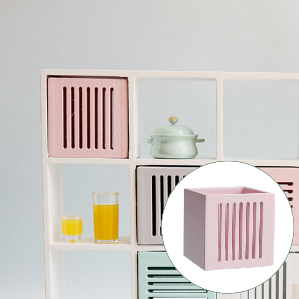 Cube Wood Hutch Drawer Furniture Set for 1/12 Doll House Decoration Toys DIY