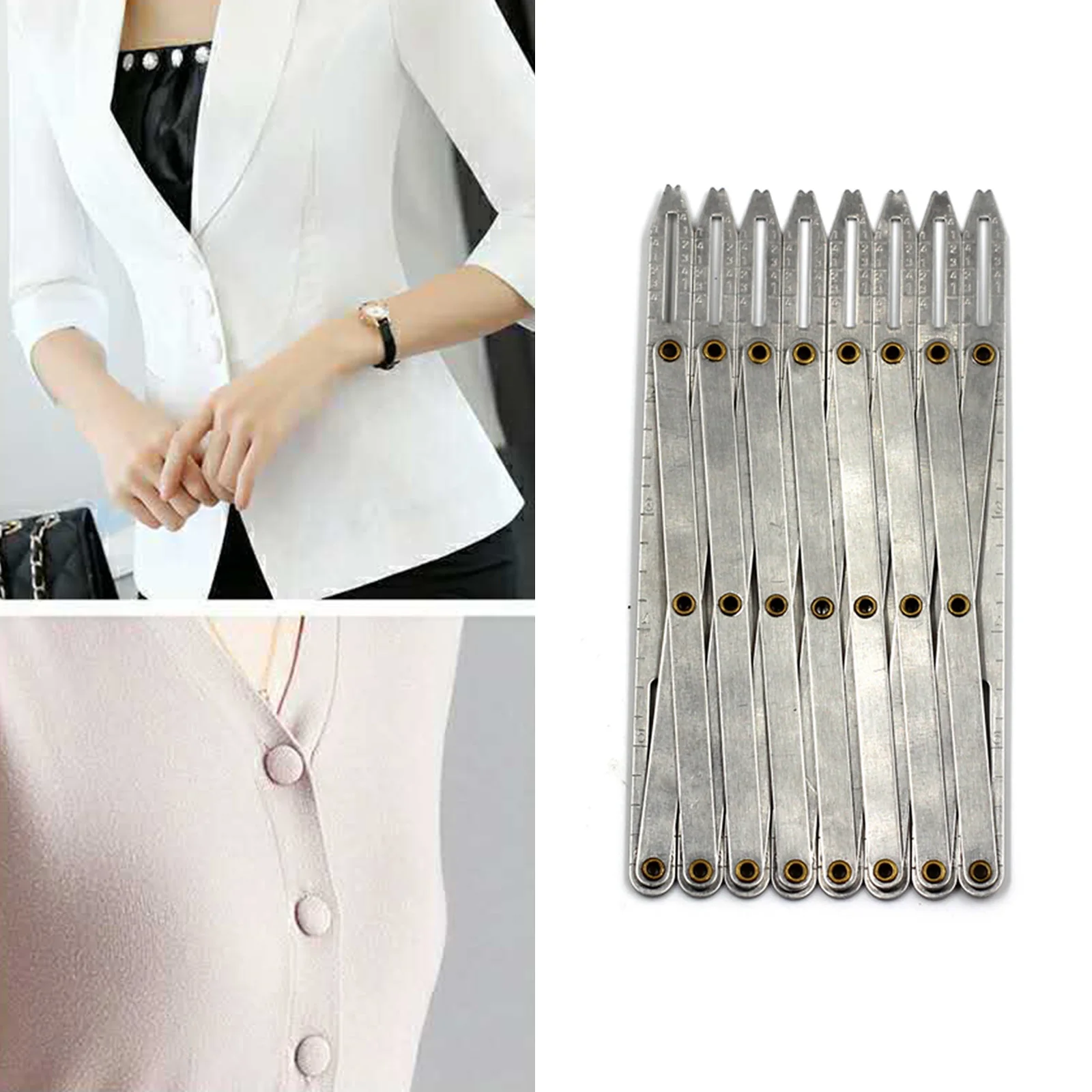 Guide Rule Expanding Quilting Buttonhole Spacer Sewing Gauge for Grommet Button Holes Window Curtain Dressmaker Adults