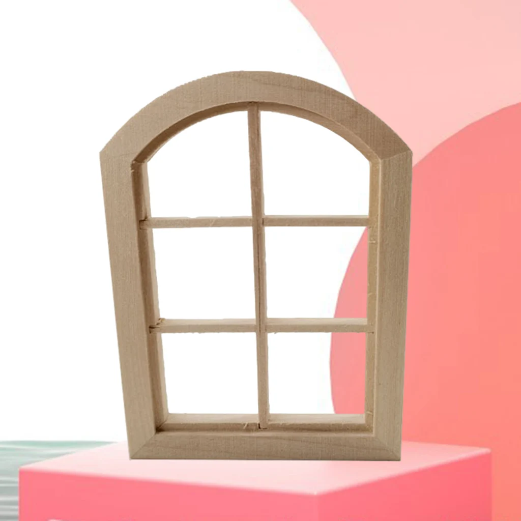 1/12 Dollhouse 6-pane Wooden Window Frame Miniature Doll Houses Decoration
