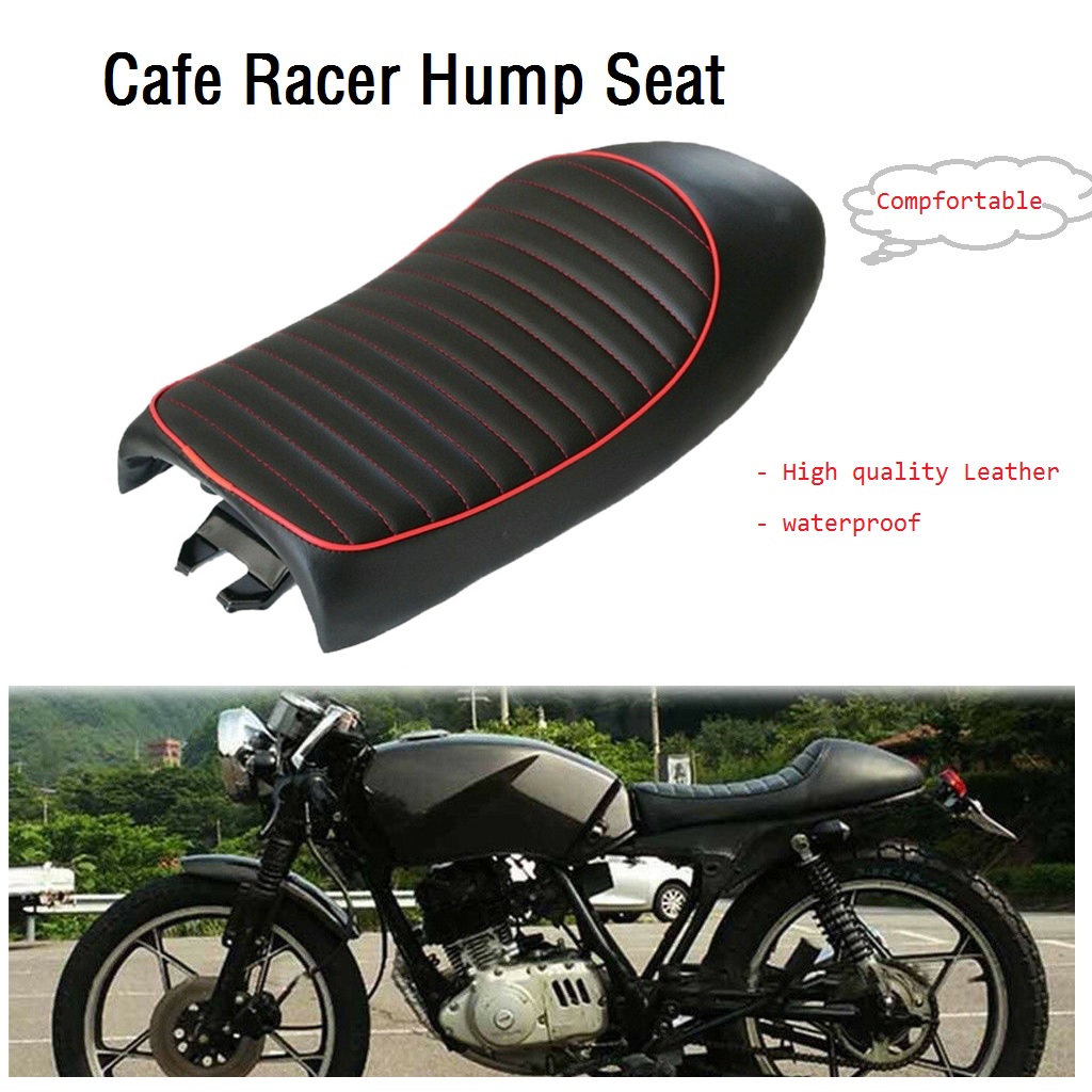 Universal Motorcycle Flat Vintage Seat  - Seat Cushion /Saddle for Honda Yamaha Suzuki Kawasak Cafe Racer, Black
