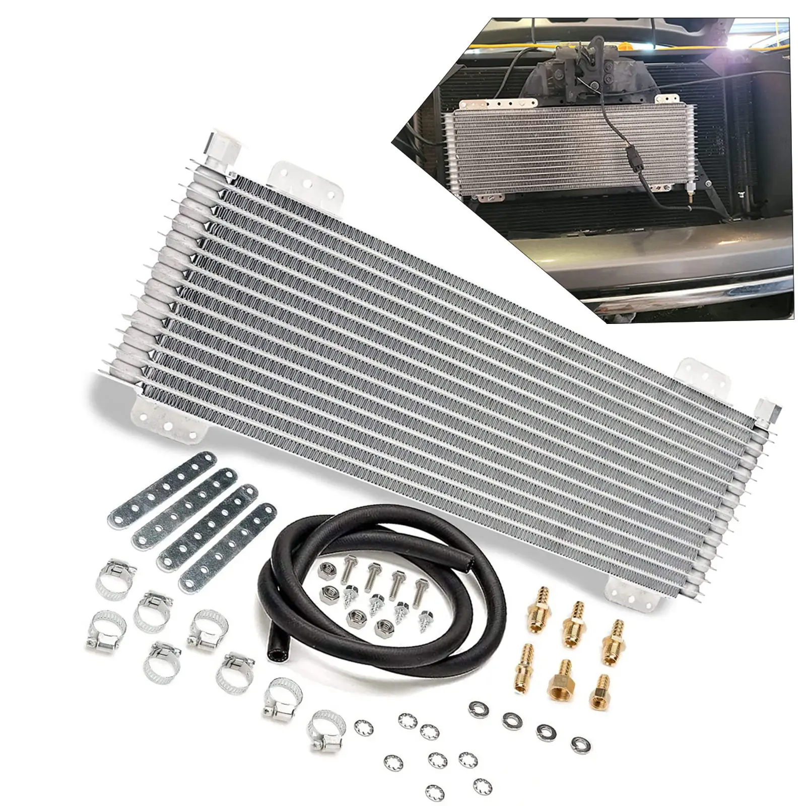 Heavy Duty Transmission Oil Cooler Low Pressure Drop LPD47391 with Mounting Hardware Cooling Protection Towing Applications