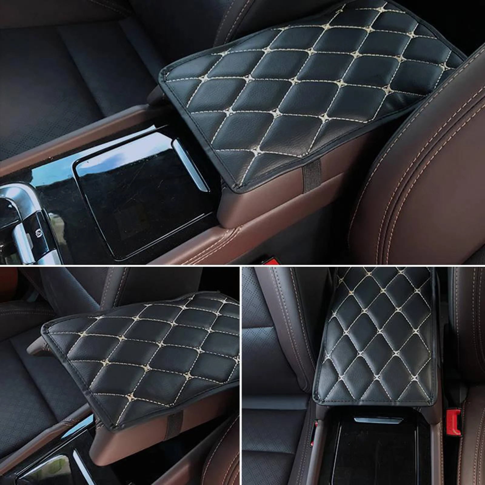 Auto Center Console Pad, Universal PU Leather Car Armrest Cover, Compatible with Most Car