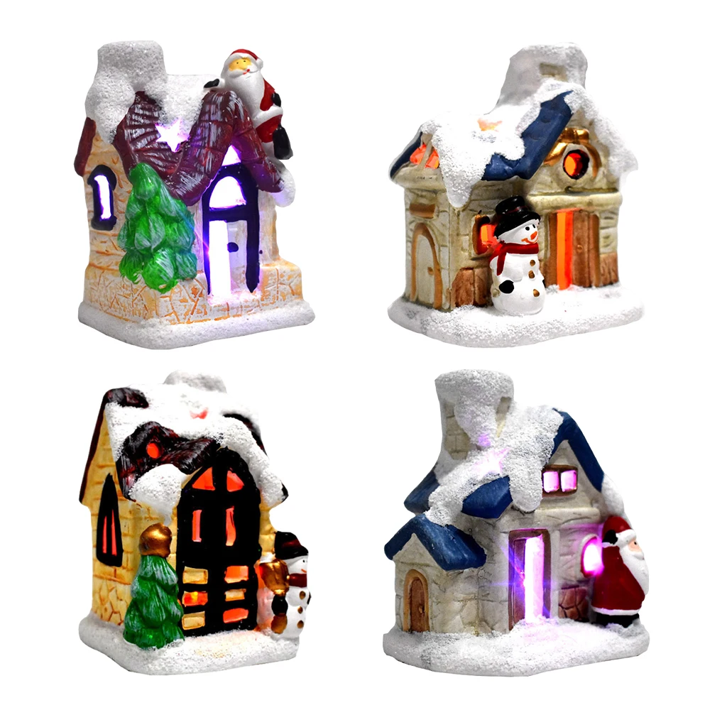 DIY Wooden Dollhouse Kit Christmas Creative Artwork Exquisite Ornament Gift Resin Miniatures House for Birthday Families