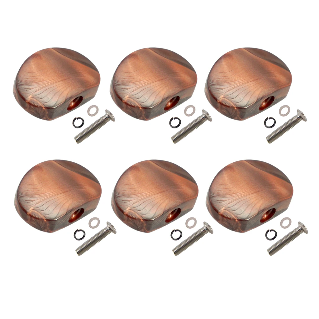 6 Pcs Semicircle Shape Electric Guitar Tuning Pegs Cap Tuners Machine Head Replacement Buttons Knobs, Coffee