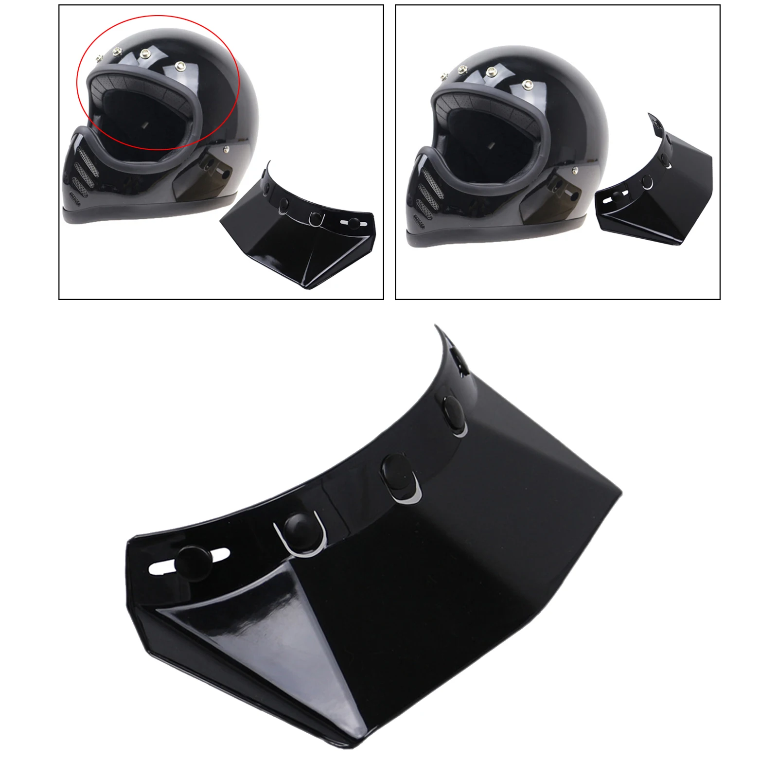 5-Snap Motorcycle Helmet Visor Peak UV Sunshield for Most Open Face Half Face Or Vintage Helmets