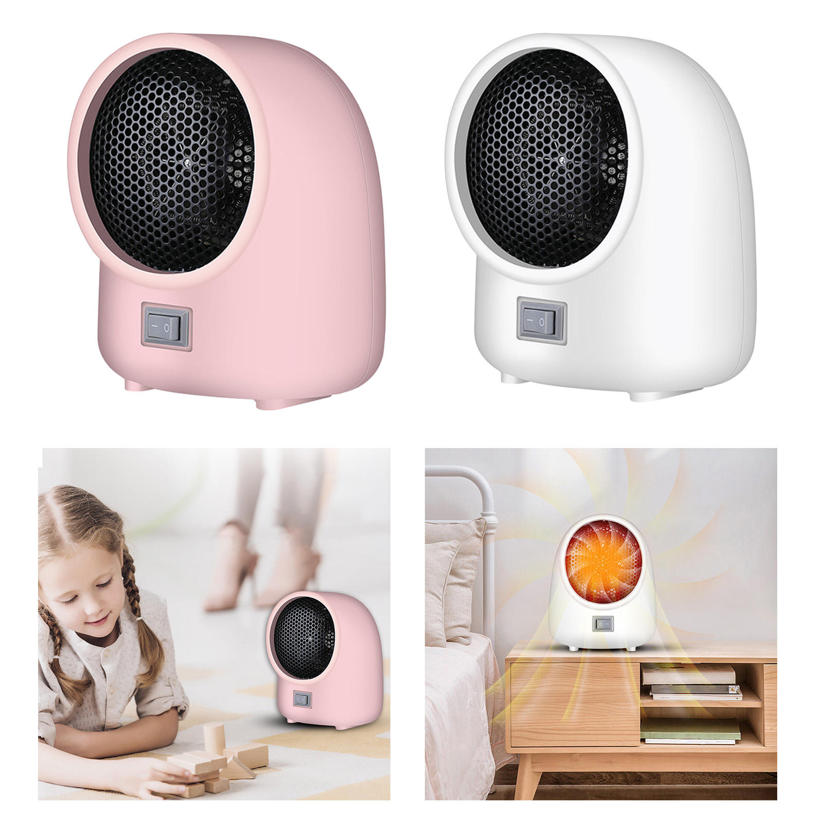 Portable Mini Space Heater 400W Electric Personal Fast Heating with 2 Modes Freestanding Plastic Fan for Desktop Table Winter