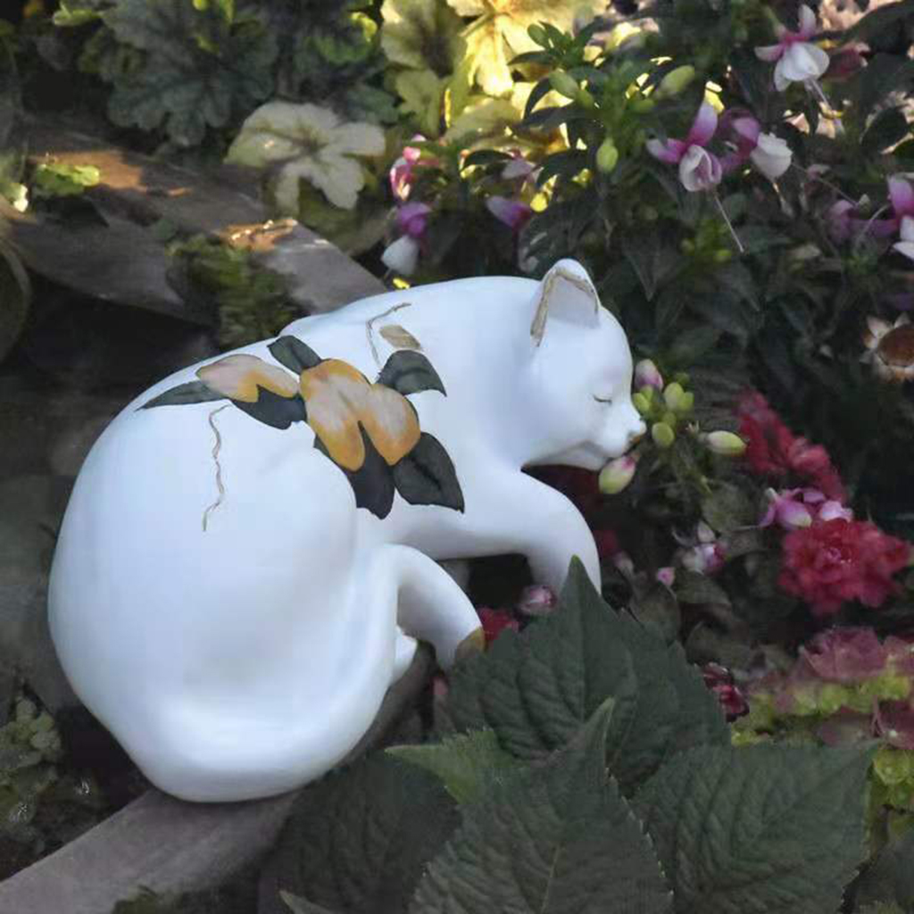 Sleeping Cat Statue Decoration Animals Art Sculpture Indoor Outdoor Resin Craft Home Decor Ornament