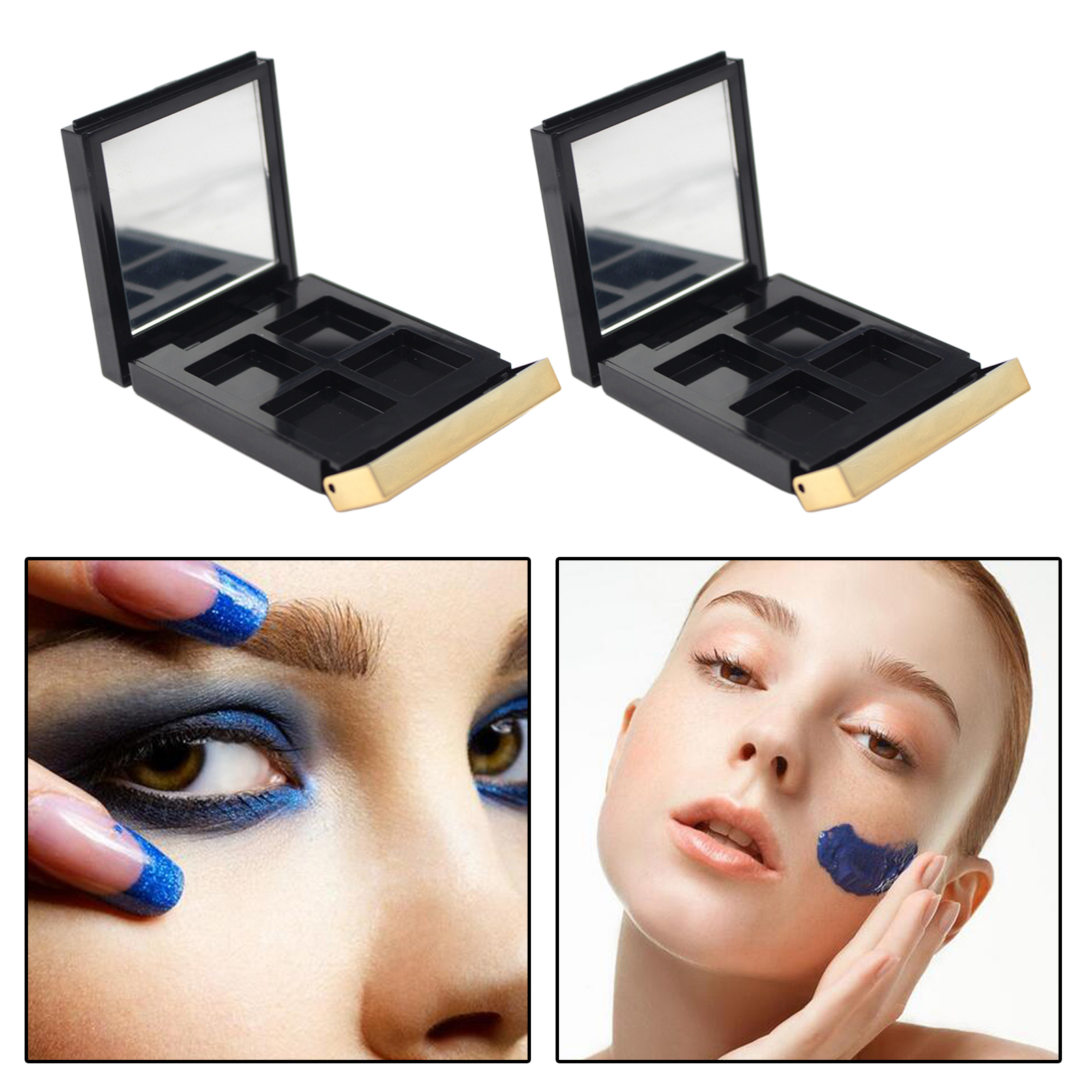 4 Grids Empty DIY Eye Shadow Container w/ Mirror Travel for Women Girls