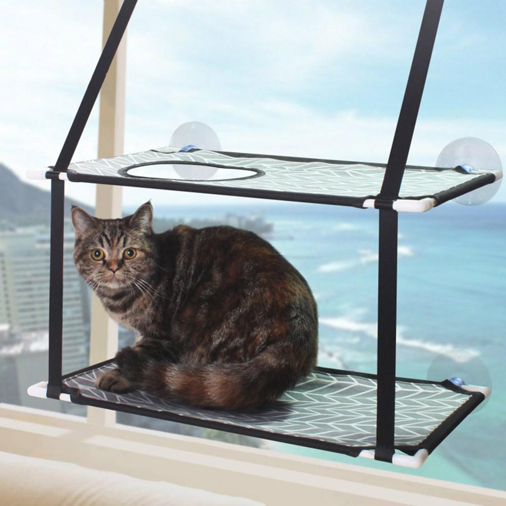 Cat Window Hammock Hanging Shelf Powerful Suction Cups Safety Sunshine Perch Heavy Duty Sturdy Sucker for Indoor Cats Cat Kitty