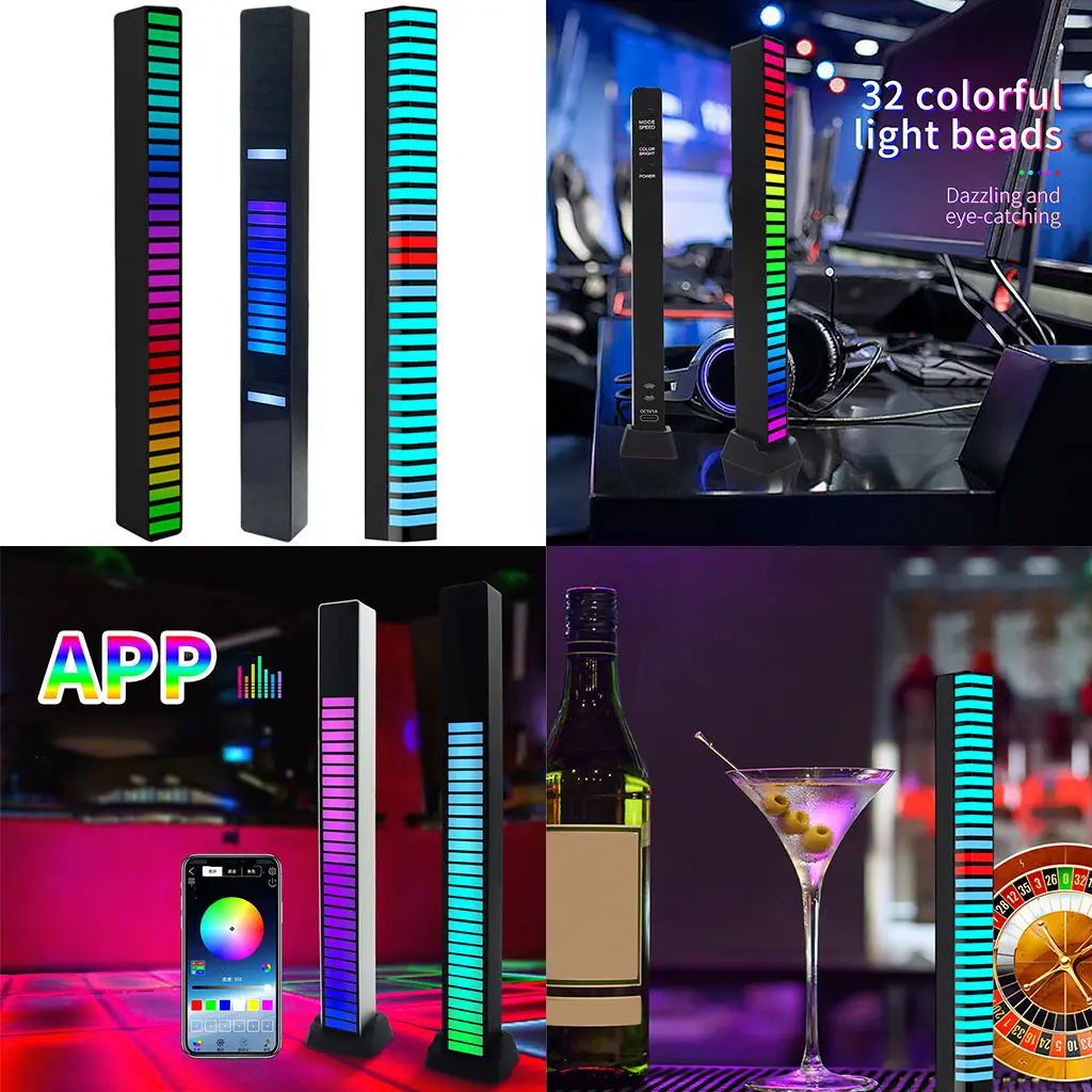 RGB Voice-Activated Pickup Music Rhythm Light Colorful Bluetooth APP Atmosphere Light Car Home Decoration Lamp