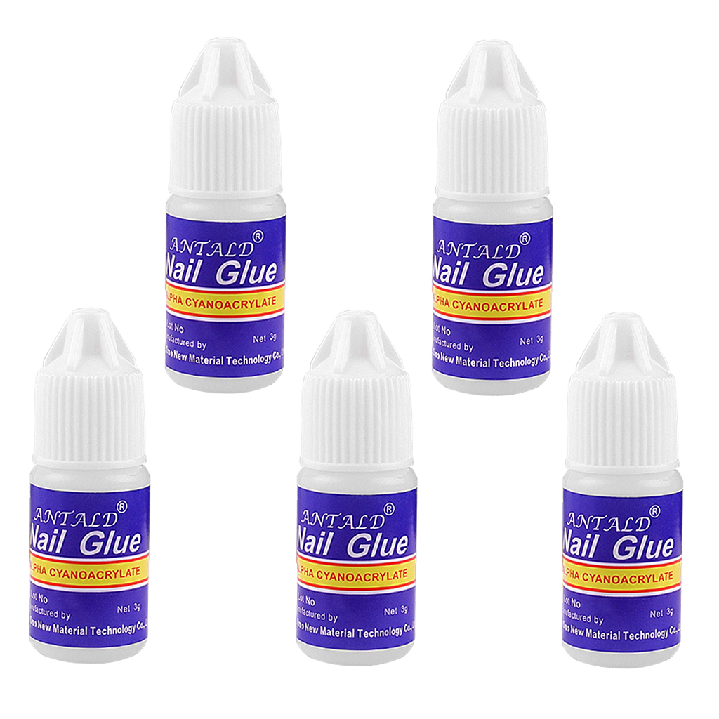5 Bottles 3g Nail Glue Clear Strong Adhesive Acrylic False Nails Nail Adhesive Suitable for Sticky Nails Rhinestone