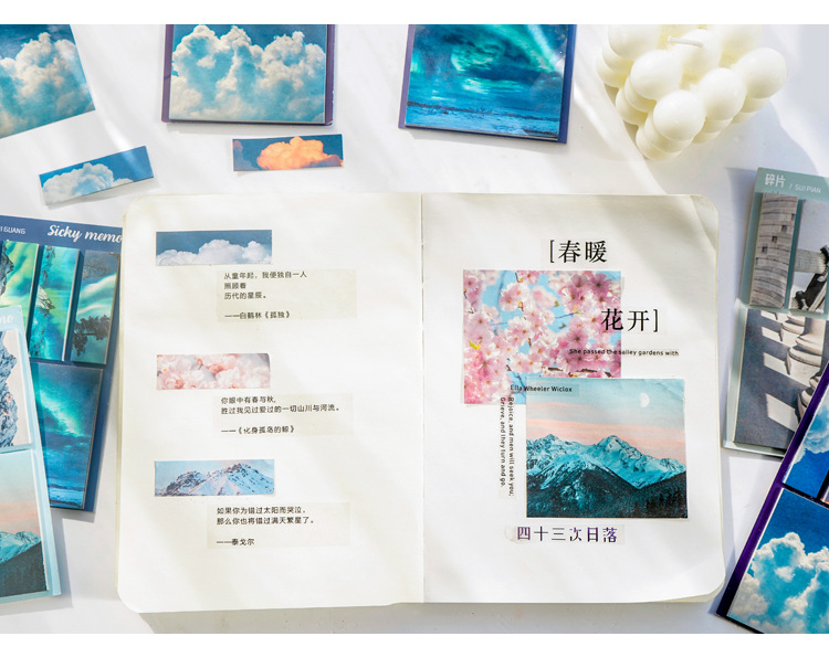 Fragmente von Landscape Mini Memo Pack Sakura Moonlight Snow Aurora Haftnotizpapier – Detail 8