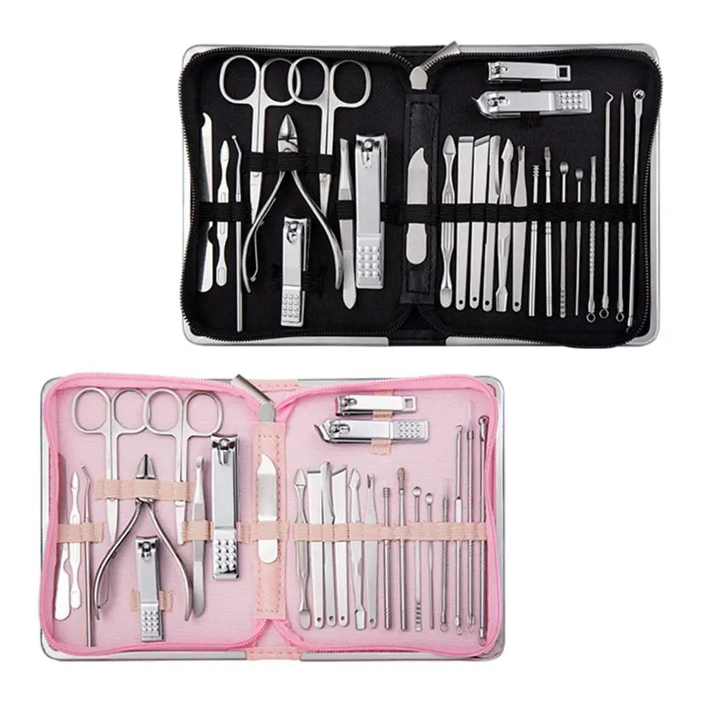 Stainless Steel Manicure Set with Storage Case Nail Clippers Kit Grooming Care Tools Pedicure Kit for Men Girl Adults Women