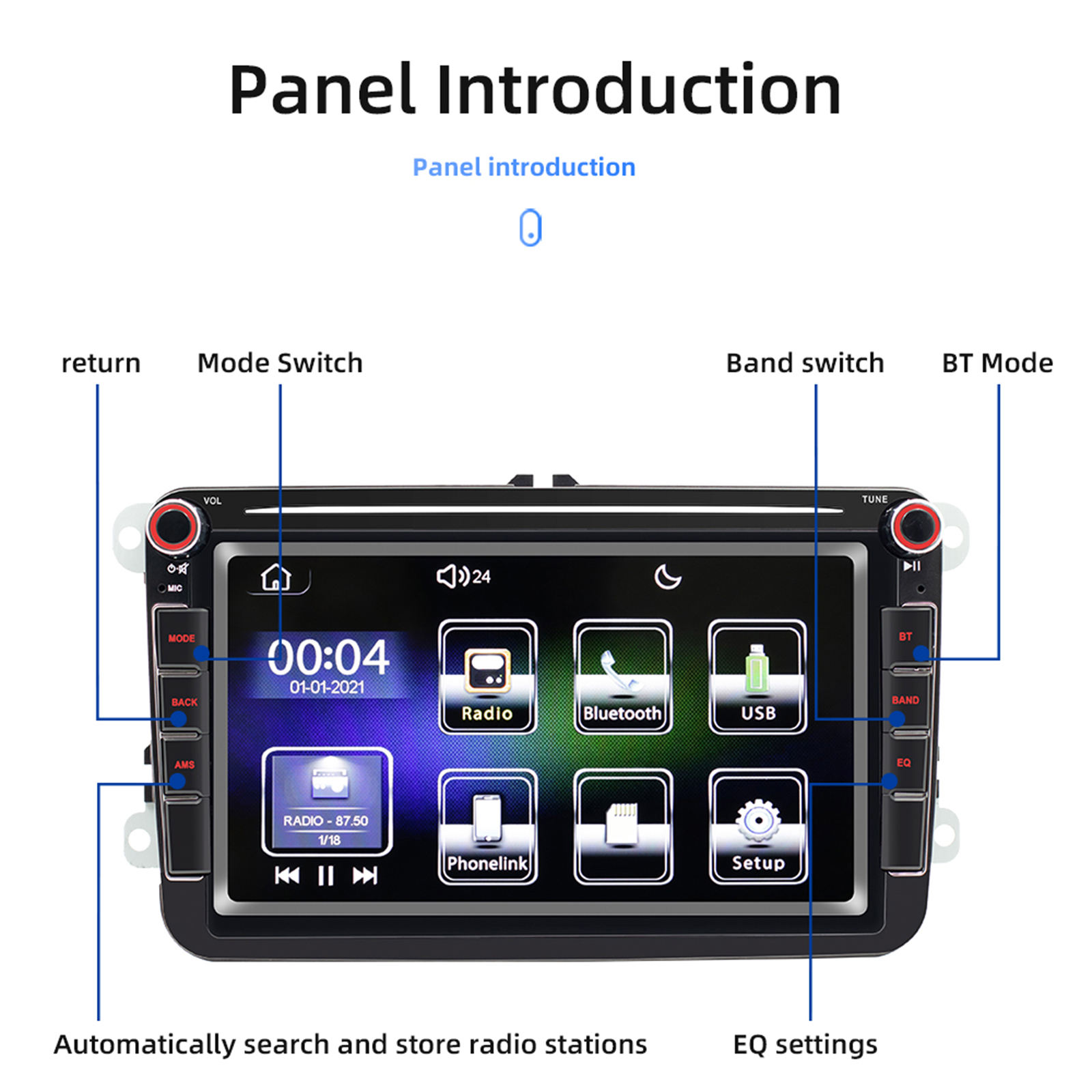 Bluetooth Car Radio AUX in  WiFi for  9083 Touch Screen
