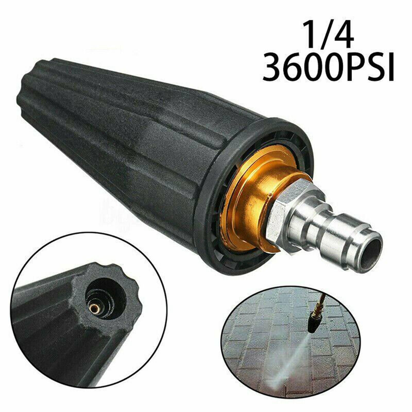 Quick-Connect Turbo Spray Nozzle for Pressure Washers with 5 Tips 1/4 Inch Quick Connect 0、15、25、40 Degrees,Soap