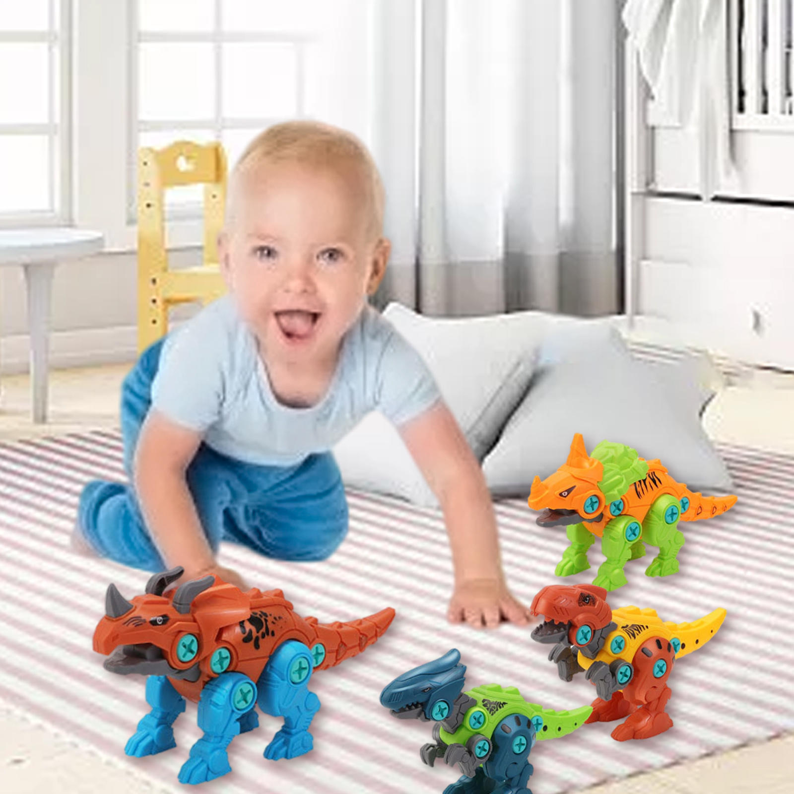 Take Apart Dinosaur Toys Portable Electric Drill Learning Educational Animals Stem Playset for Kids Boys Girls Teenager Toddler