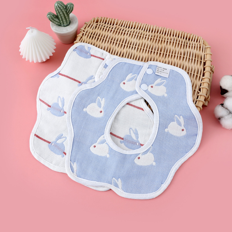 Lot 6 Bavoirs Bébé Vicloon - 100% Coton Absorbant Avec Boutons Réglables - Motifs Mignons