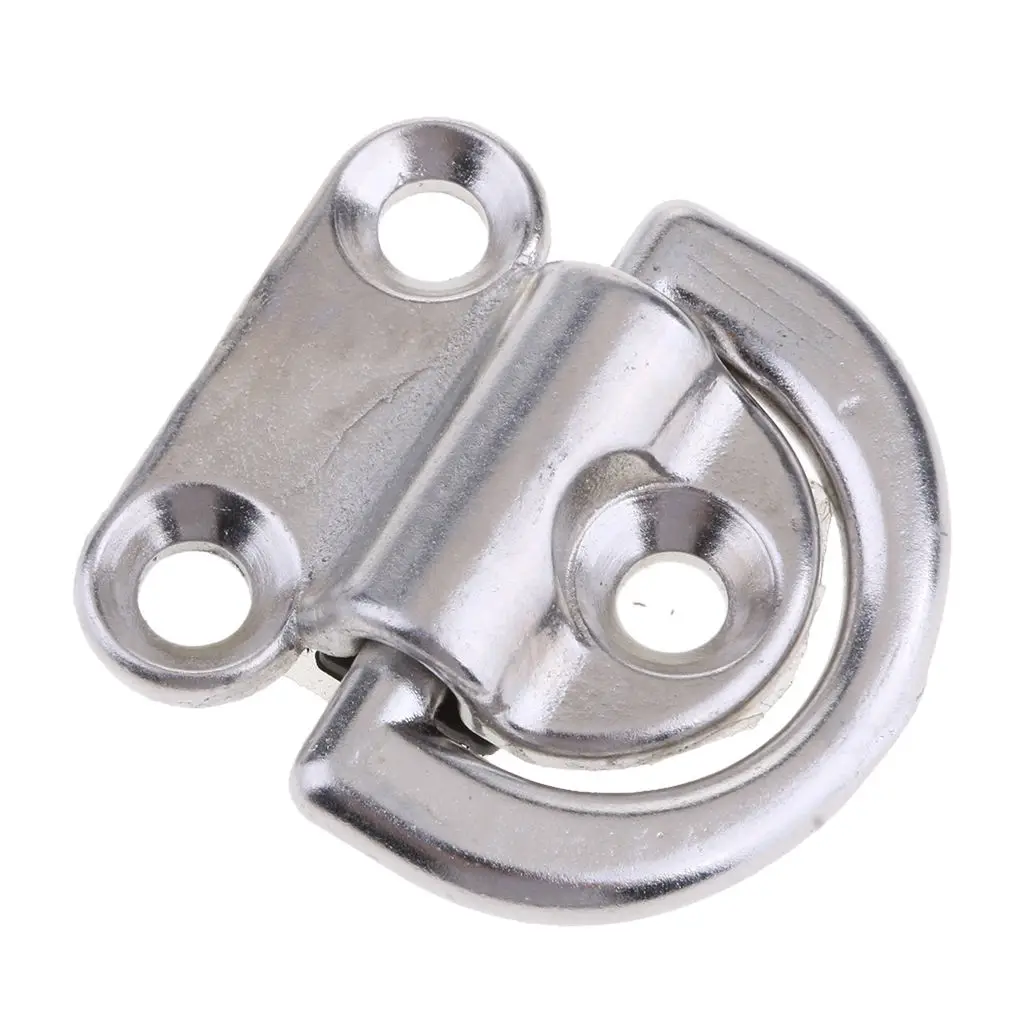 Universal  316 Stainless Steel Marine Boat Folding Pad Eye, 1.8` wide 5/16` ring Easy to install