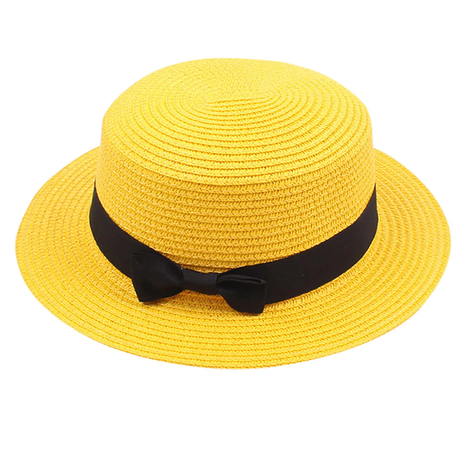 fluffy bucket hat Summer New Women's Sun Hat Bucket Cap Ribbon Flat Top Straw Hats Beach Caps Women Sun Hat Brim Bowknot Straw Outdoor Hat bucket sun hat womens