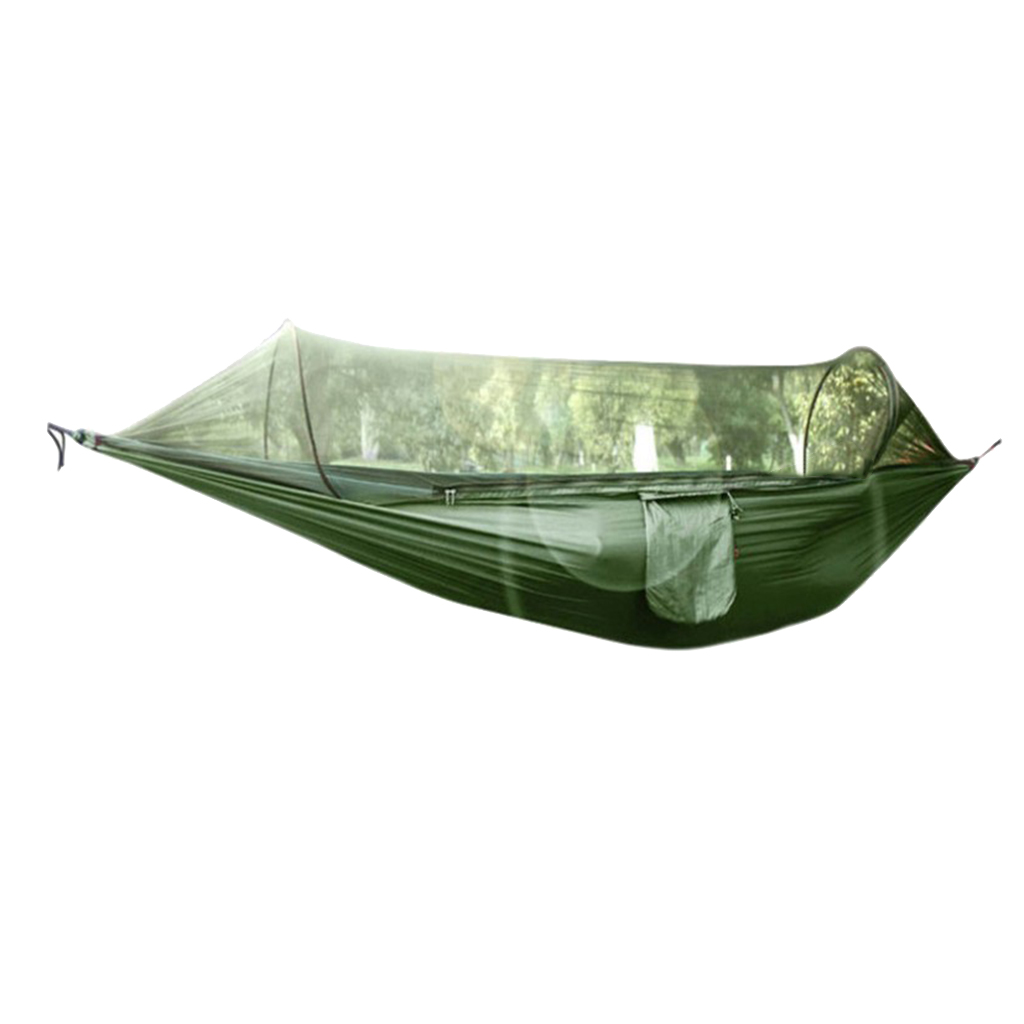 Outdoor Portable Single Camping Hammock with Removable Mosquito Bug Net and Tree Straps 98x47 Inches Max 200kg