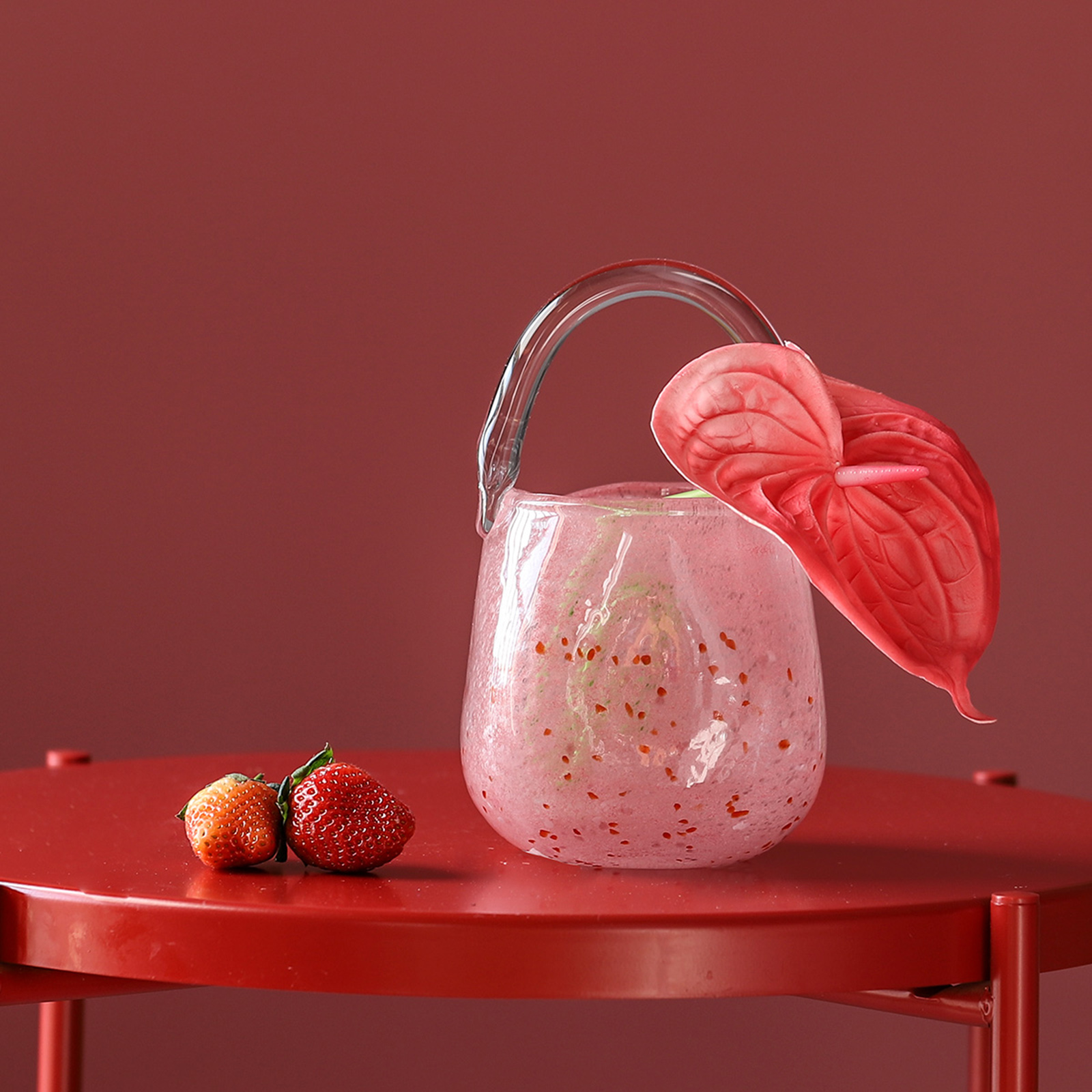Luxury Glass Bag Vase Hand Blown Cherry Blossoms Small Bucket Storage Fruit Desktop Wedding Artistic Ornaments