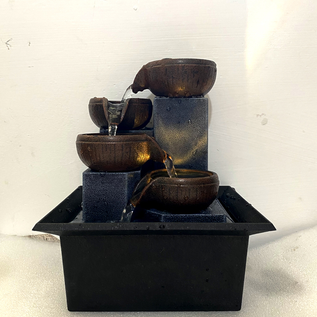 1pc Decorative Indoor Fountain Tabletop Water Fountain 5-Step Feng Shui Ornaments Compact Decor Arts Housewarming Gifts