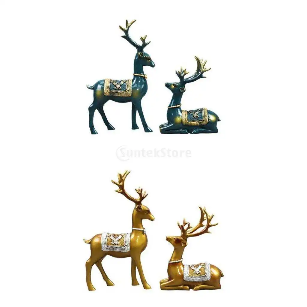 2 Pairs Nordic Reindeer Statue Deer Lover Sculpture Figurine Ornament