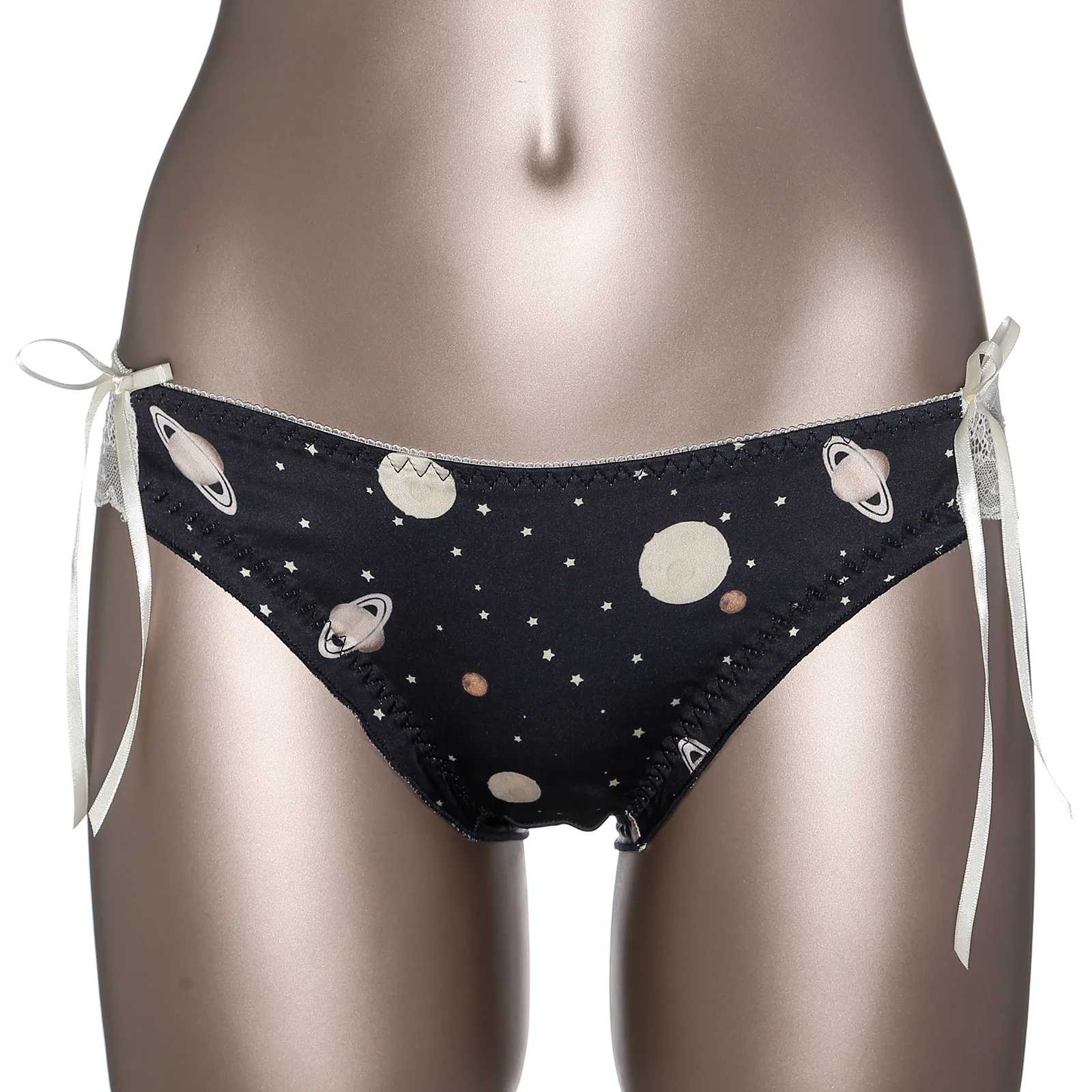 Mens Erotic Lingerie Sissy Gay Underwear Bowknot See-through Lace Back Briefs Panties Adorned Print Elastic Waistband Underpants joe boxer underwear