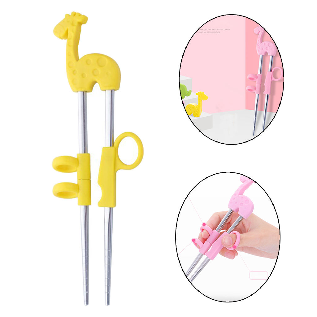 1Pair Stainless Steel Chopsticks For Kids Cartoon Learning Chop Sticks Reusable Training Chopsticks Cute Children Tableware Set